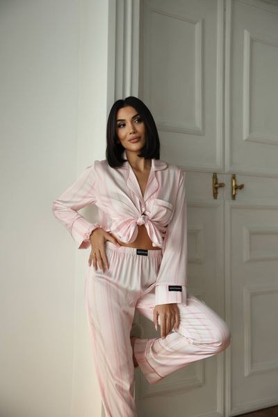 Сатиновая пижама в розовую полоску, XL 1267-XL photo